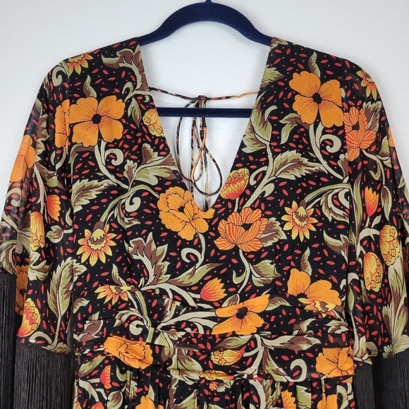 NWOT Verb by Pallavi Singhee Floral Fringe Mini Dress Size SP - Picture 6 of 15